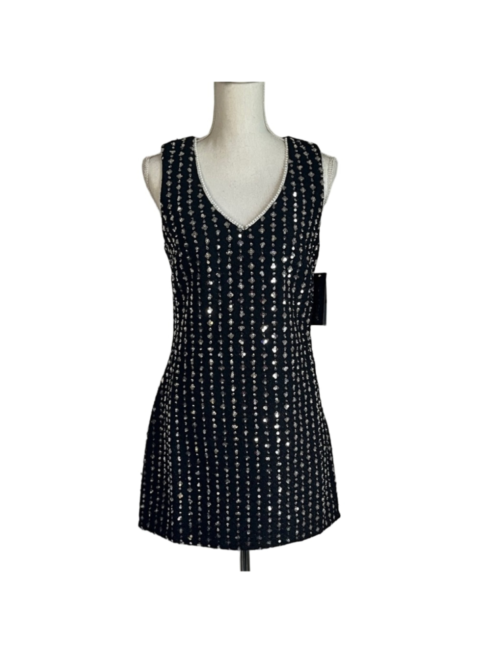 Seni & Cade Black Sequin V-Neck Mini Dress